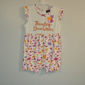 Harley-Davidson White and Pink Kids Summer Bodysuit LOT K